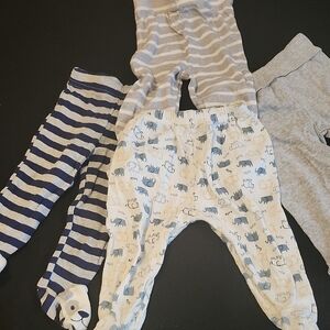 Striped and Elephant Print Baby Pants Set